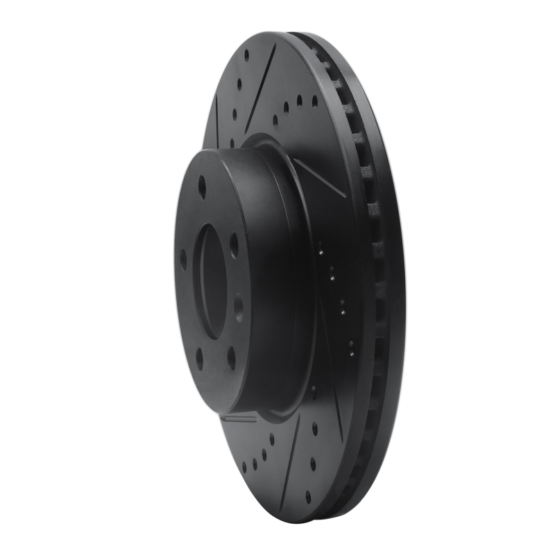 Cadillac ATS Brake Rotor (1) - Front Left - R1 Concepts - Drilled & Slotted - Black - `13-`25